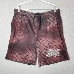 MMA Elite Men Activewear Shorts XL Red Tie Dye‎ Chain Link Fence Logo READ